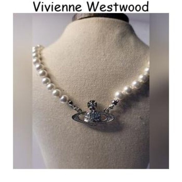 BRAND NEW Vivienne westwood Silver Orb Pearl Choker Necklace - Picture 2 of 2